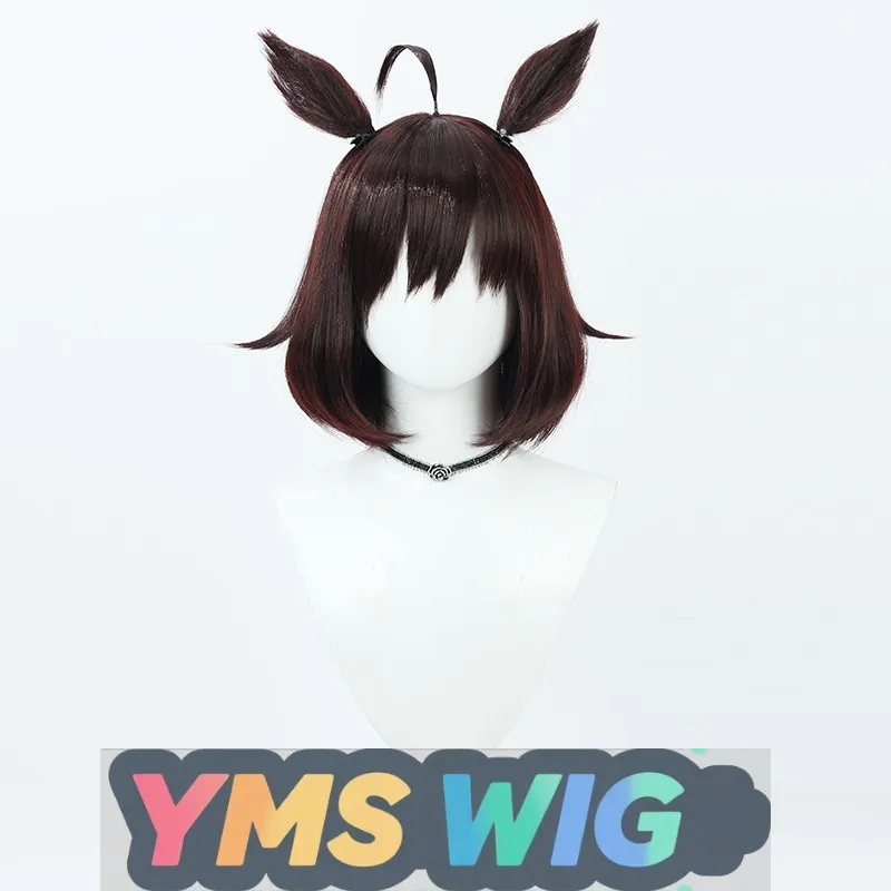 [ YMS WIG ] Peruka Cosplay Mahjong Soul PONG Ichi-hime, Zintegrowane Ahoge, Uszy w Kolorze Peruki