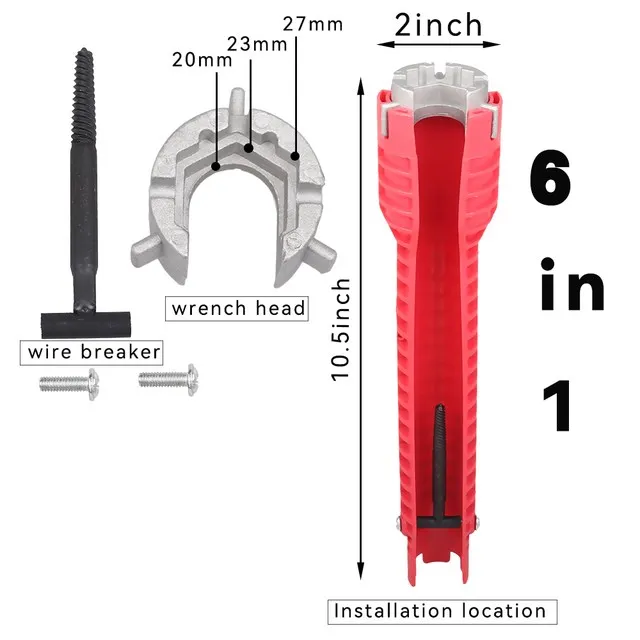 8 In 1 Wildwasserbahn Schlüssel Anti-rutsch Küche Waschbecken Reparatur Werkzeuge Bad Wasserhahn Montage Schlüssel Sanitär Installation Schlüssel – Detail 10