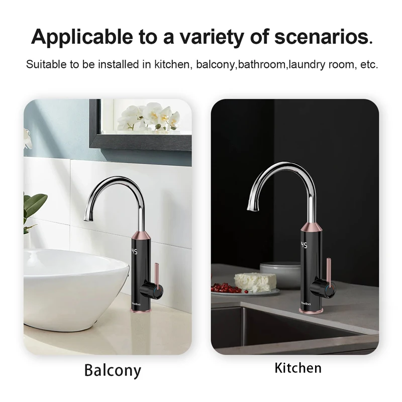 Briwellna سخان مياه ذكي 220 فولت صنبور المطبخ 2 في 1 مع شاشة ديجيتال خلاط السخان الكهربائي Tankless سخان مياه