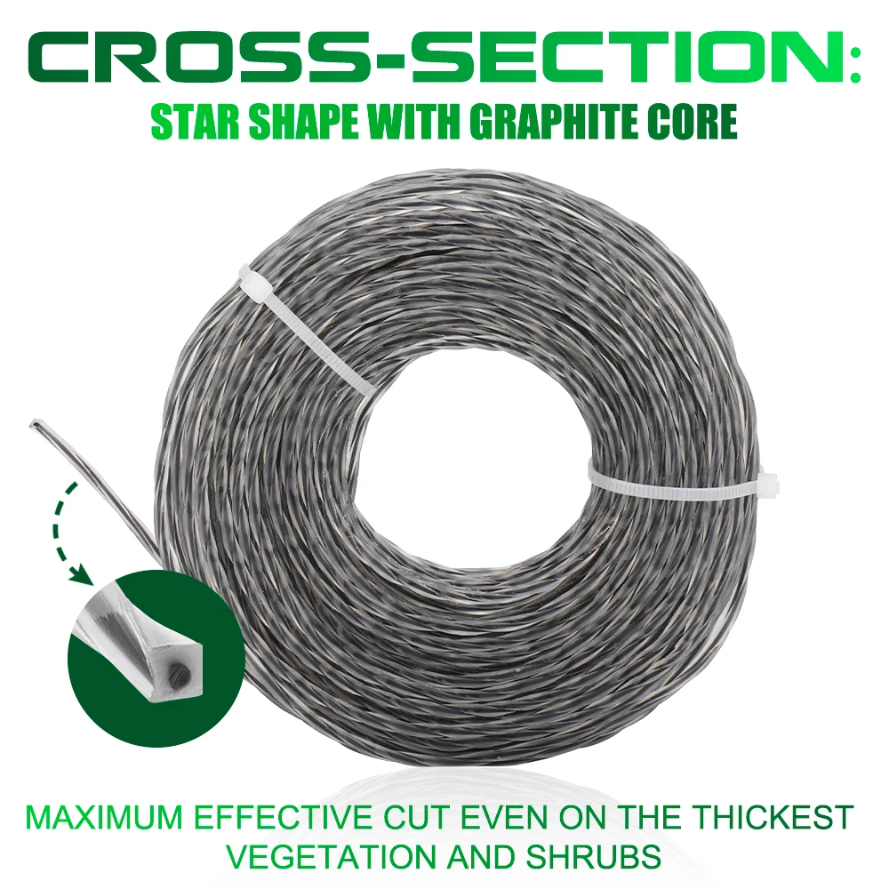 CMCP 2.0-4.0mm 15M 30M Spule Rasentrimmerfaden Nylon Quadratisch Verzogen Spiral-Mähfaden Rasenmäherkopf Zubehör – Detail 6