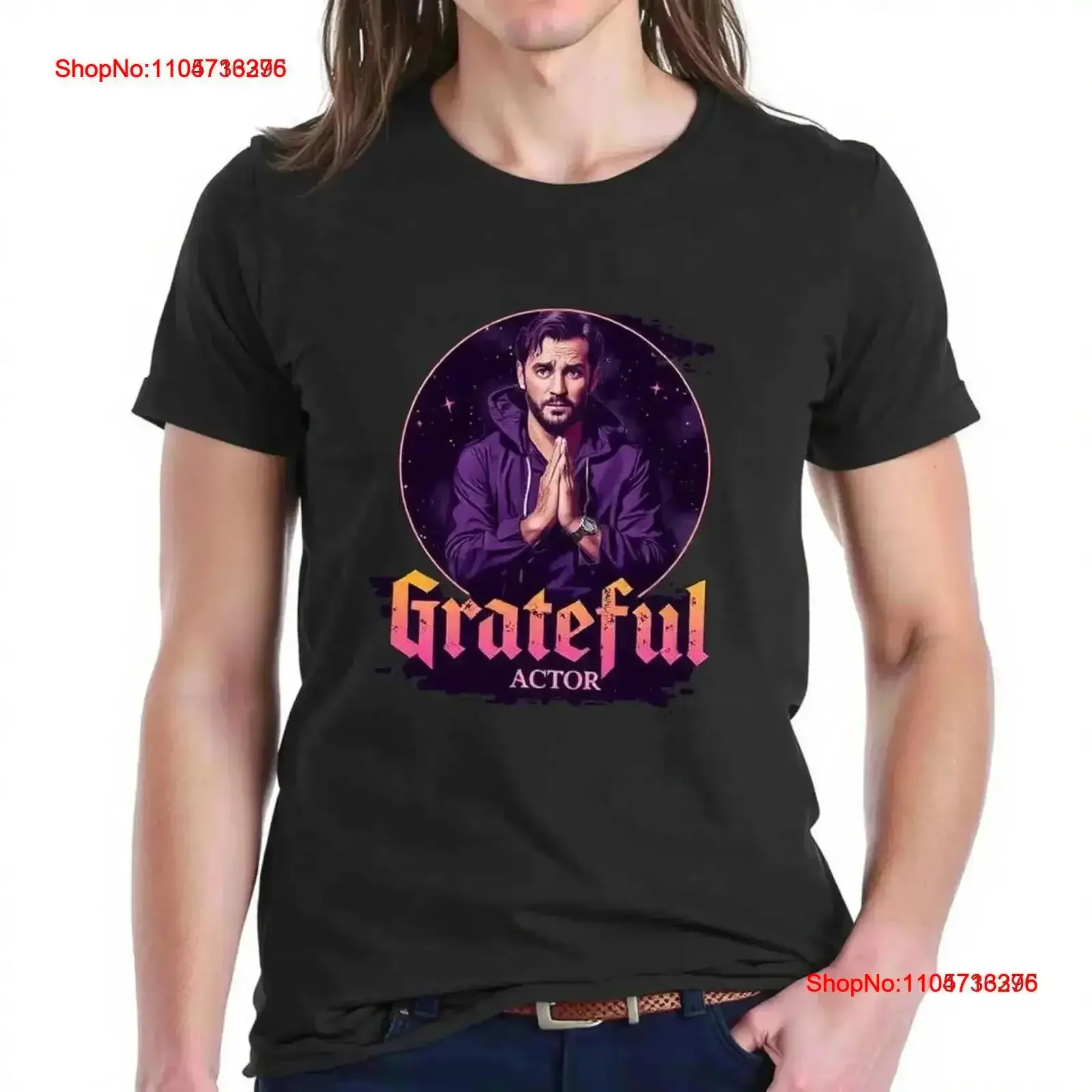 Grateful Actor T Shirt Purple Design with vintage Washed fashion streetwear Stretched Breathable homme Slightly vintage Washed