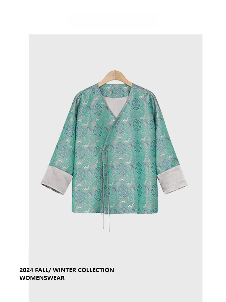 

Ele een Floral Print Outerwear Forever 2 Chinese National Sle Faionable Autumn Long Sve plus Size Women's Coat