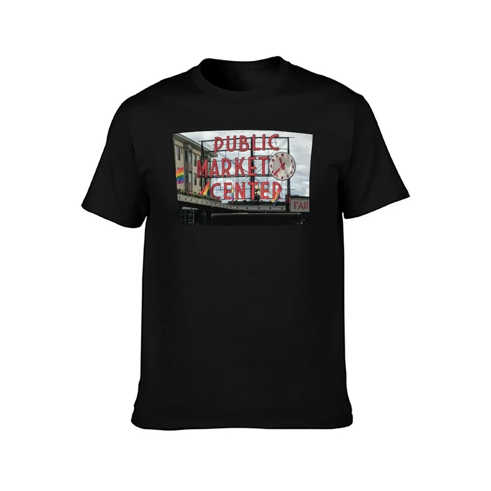 Pike Place Market Public Market Center Seattle T-Shirt Plus Size Solid Color T-Shirt