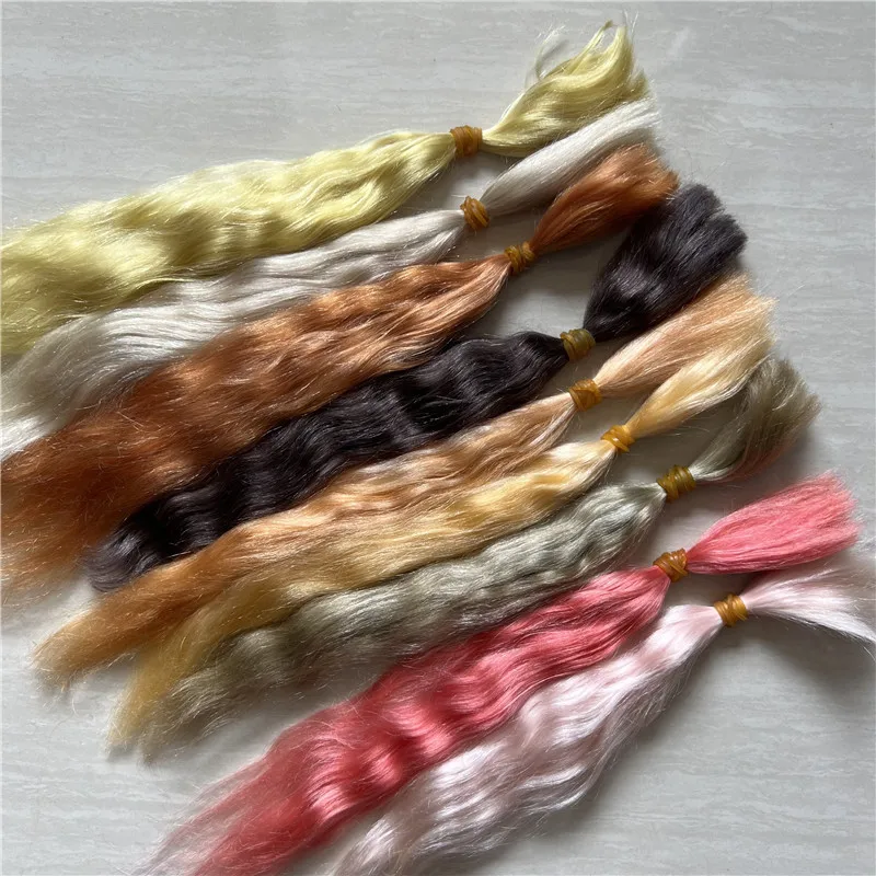 Molti colori oro marrone/colori arancio chiaro bambole rinate/bambole BJD Mohair fai da te Mohair con radici a mano accessorio per capelli per bambole