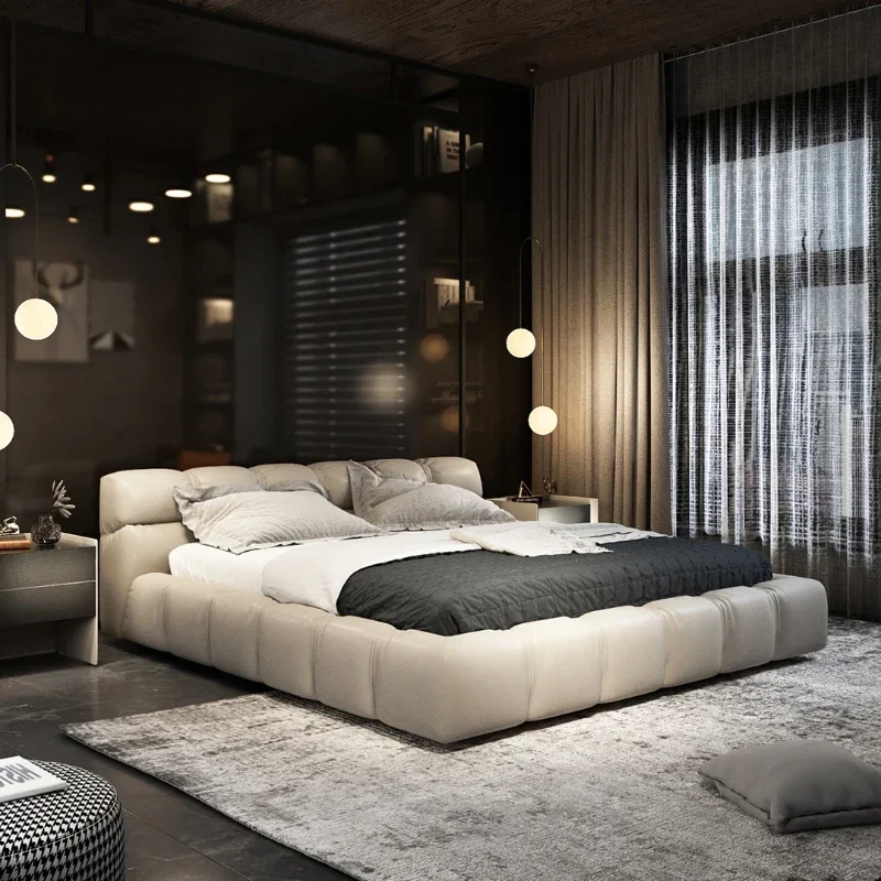 

Light Luxury Modern Leather Bed 1.8 M Leather Bed Leather Bed Nordic Master Bedroom Simple Double