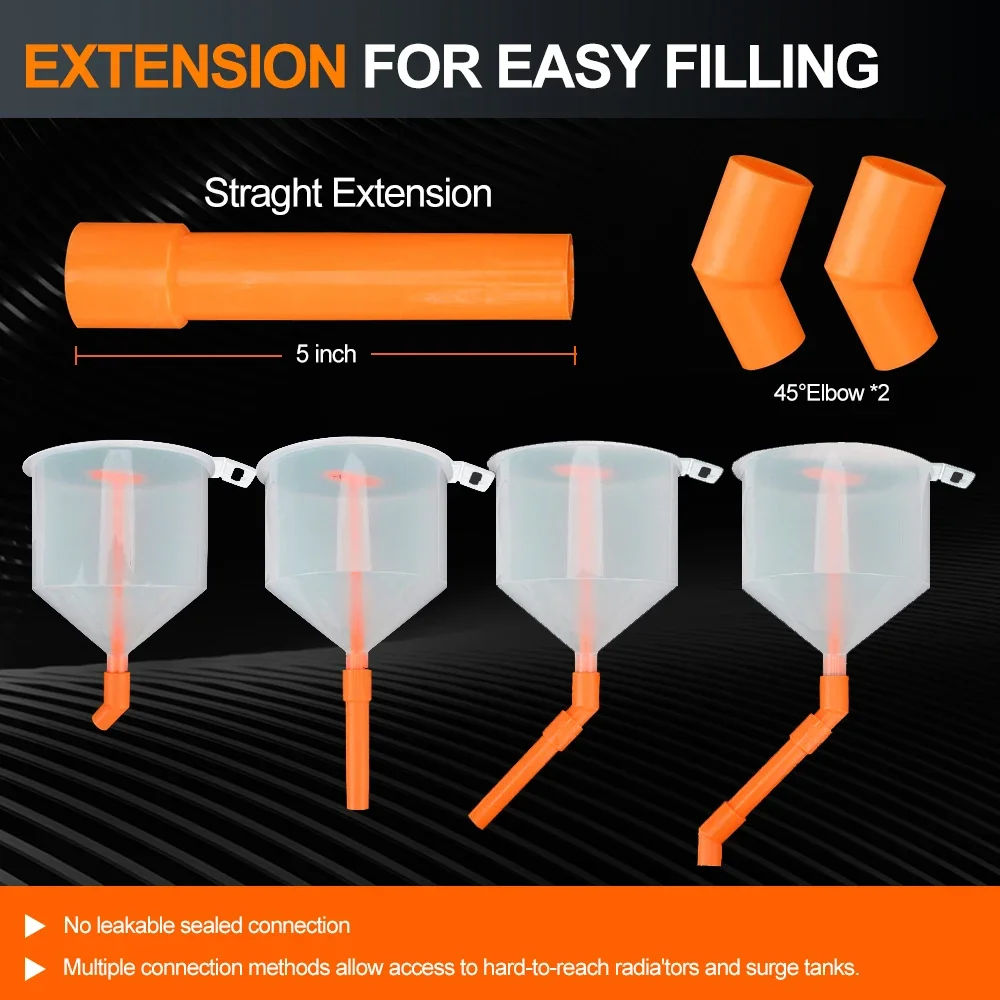 15Pcs Spill Proof Coolant Filling Kit Plastic Funnel Set for Universal Vehicles Oil Pour Tool Car Accessories Leak Proof