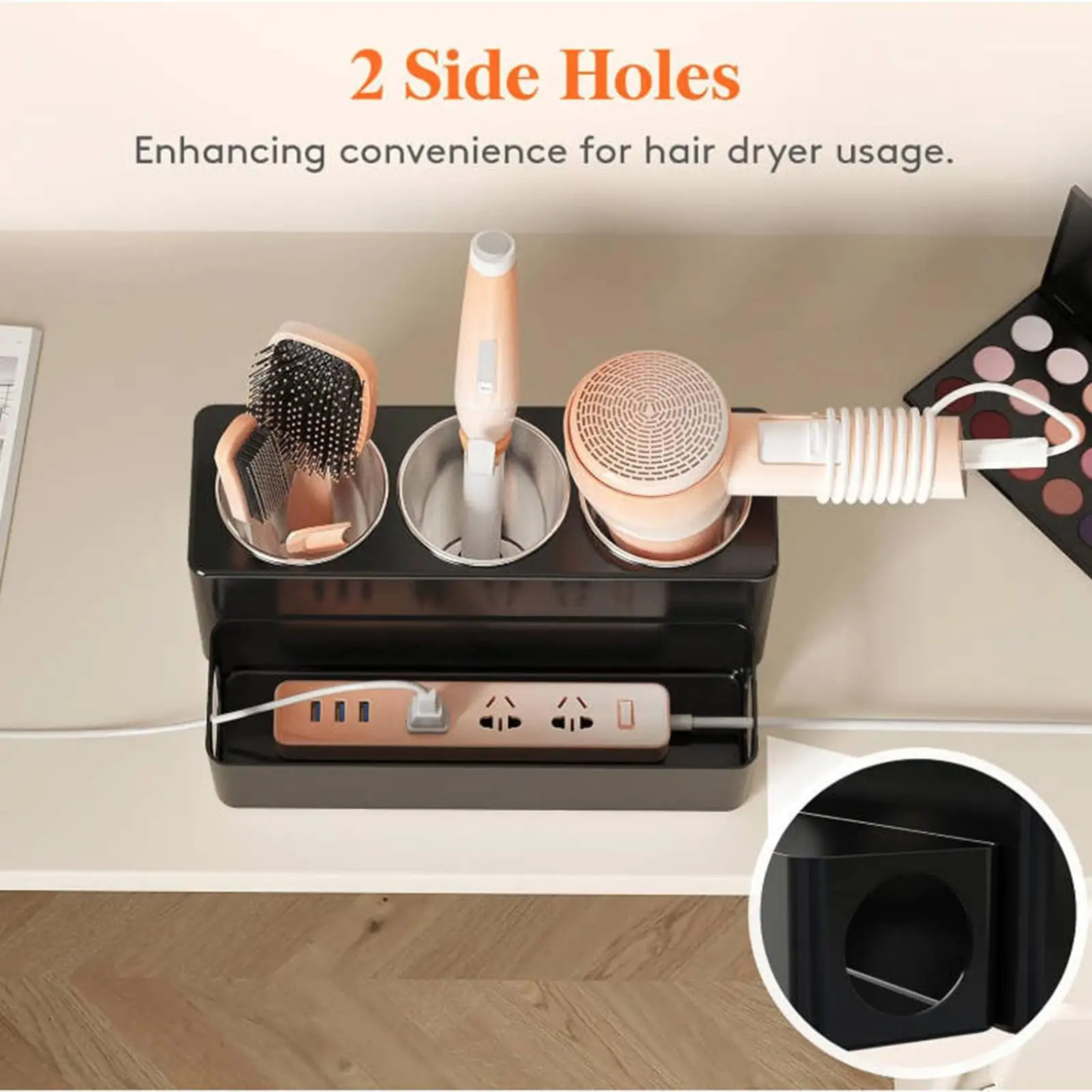 Countertop Minimalist Hair Blow Dryer Holder for Vanity Kitchen Curling Iron - view 2