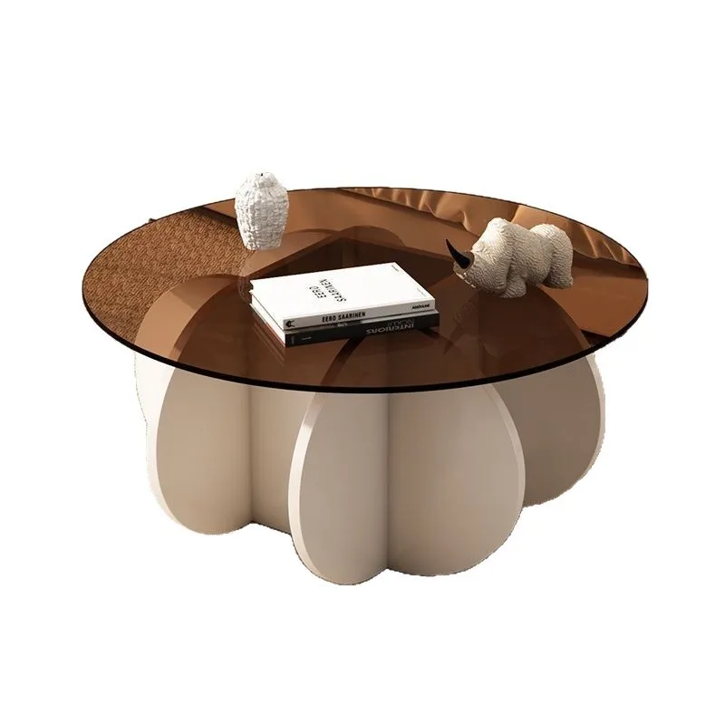 Minimalist round table simple coffee table glass coffee table small apartment living room home without