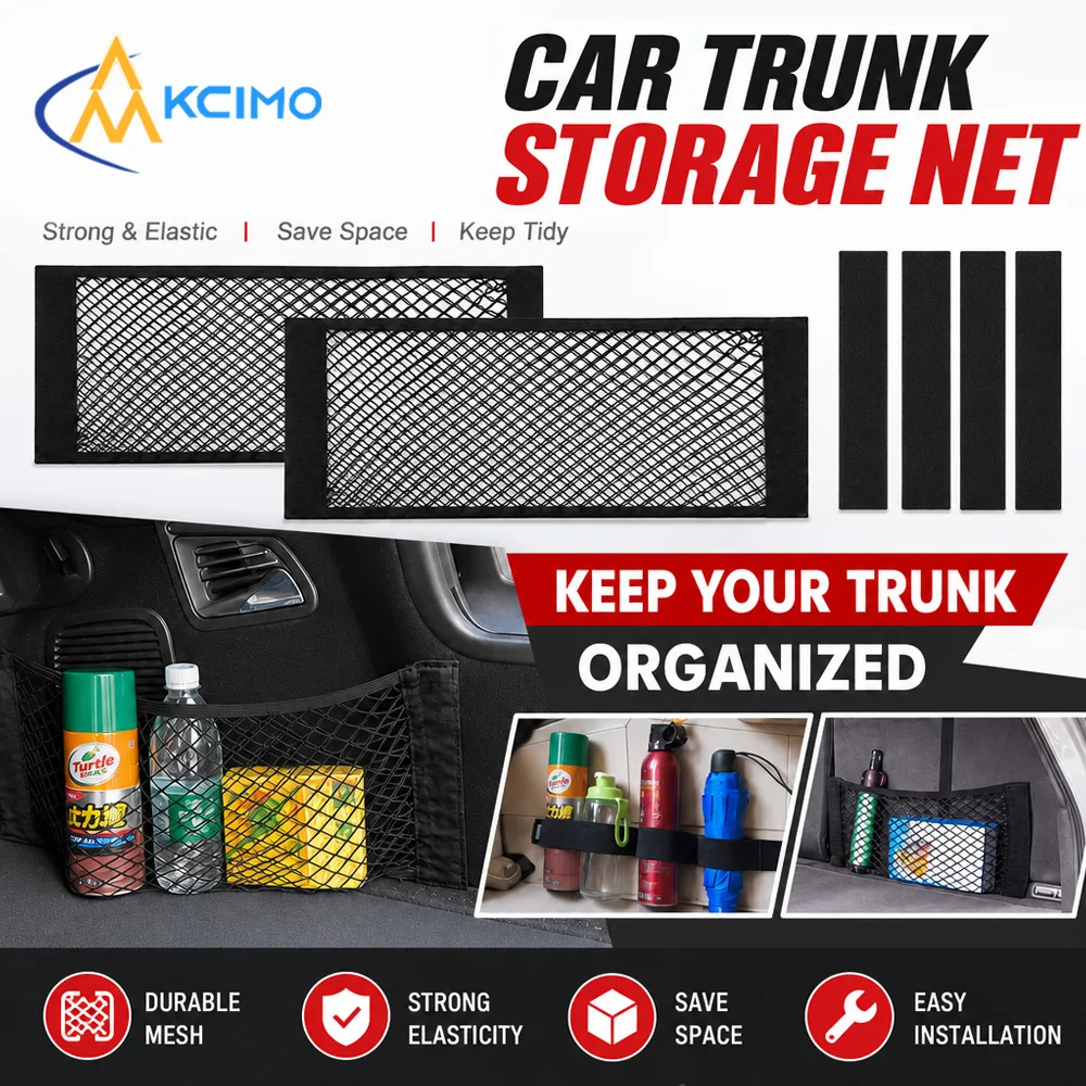 Magic Sticker Car Seat Back Mesh Storage Pocket Elastic Rear Seat Organizer Net Bag Sundries Holder Auto Interior Accessories