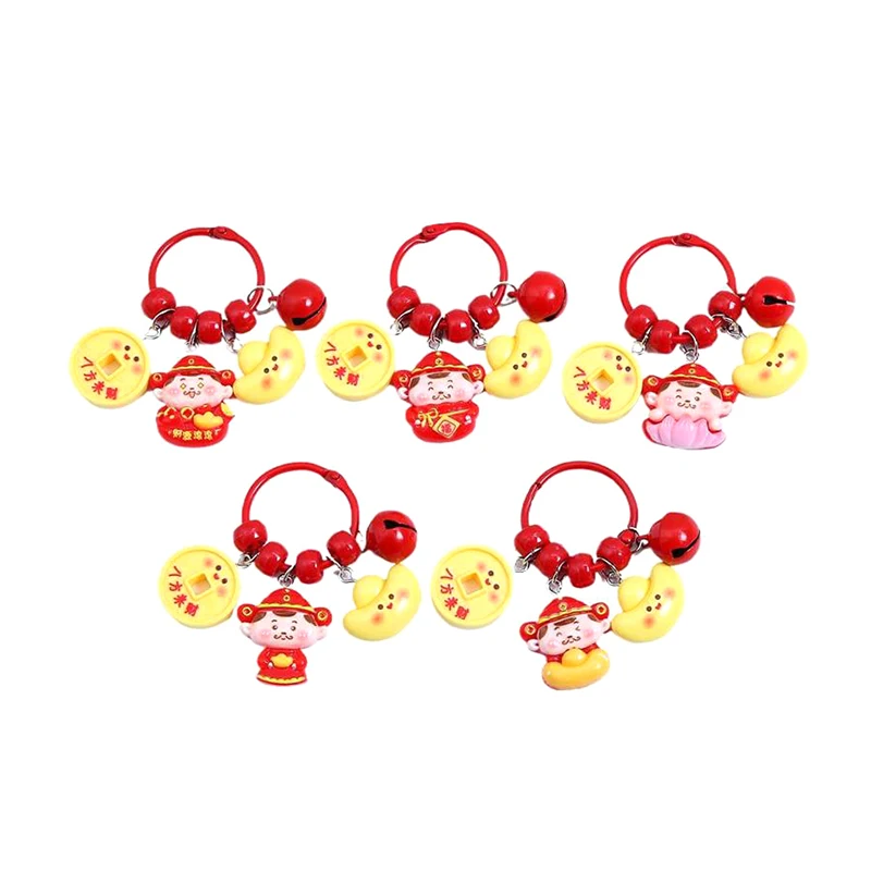 Celebrate Chinese New Year with This Cute God of Wealth Fortune Bell Keychain Bag Pendant Ornament and Car Keyring Gift