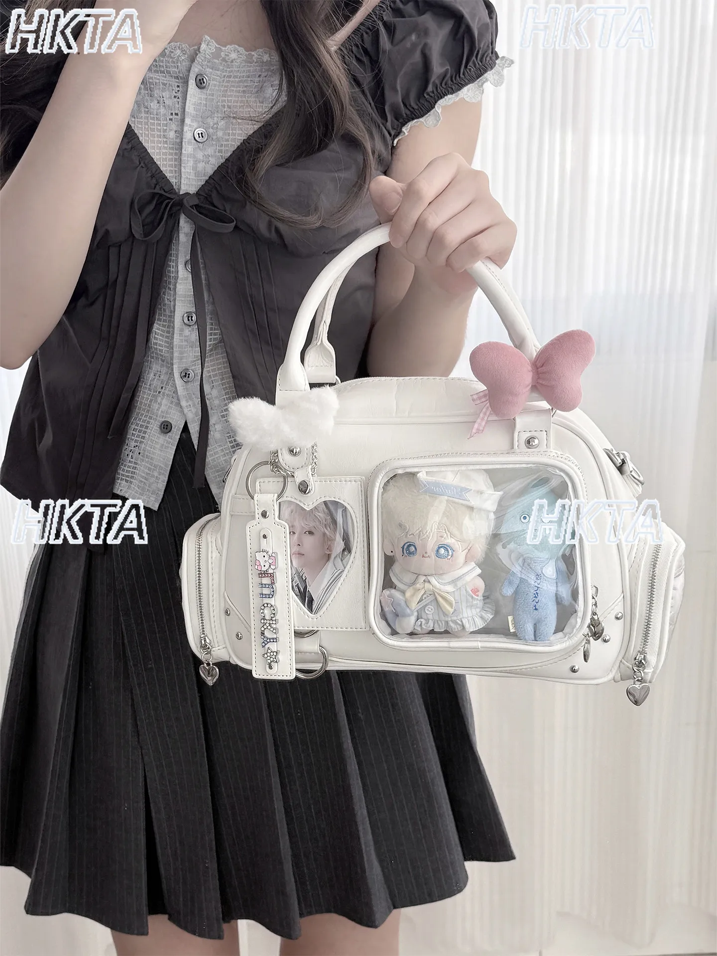 Japanese Sweet Lolita Two Dimensional Pain Bags Student Daily Commute Large Capacity Oblique Straddle Bag Black Backpacks Women