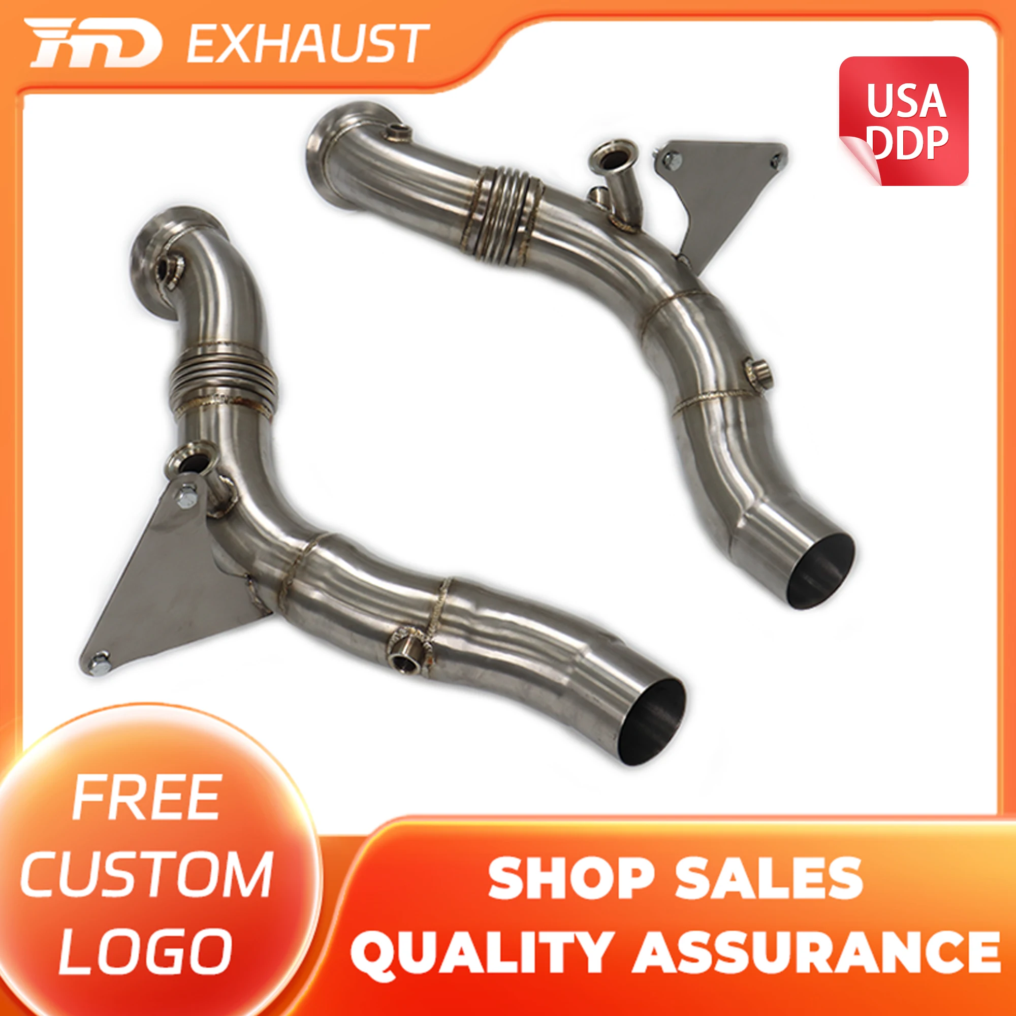 

HMD Hot Sale Exhaust SS304 Manifold Downpipe for Ferrari F8 Car Accessories Without Catalytic Converter Header