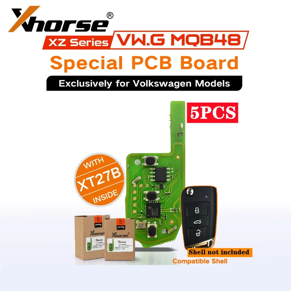 XHORSE XZVGM1EN XZ Series MQB48 Special PCB Board within XT27B Chip for V W 3 Buttons VVDI VVDI2 5PCS