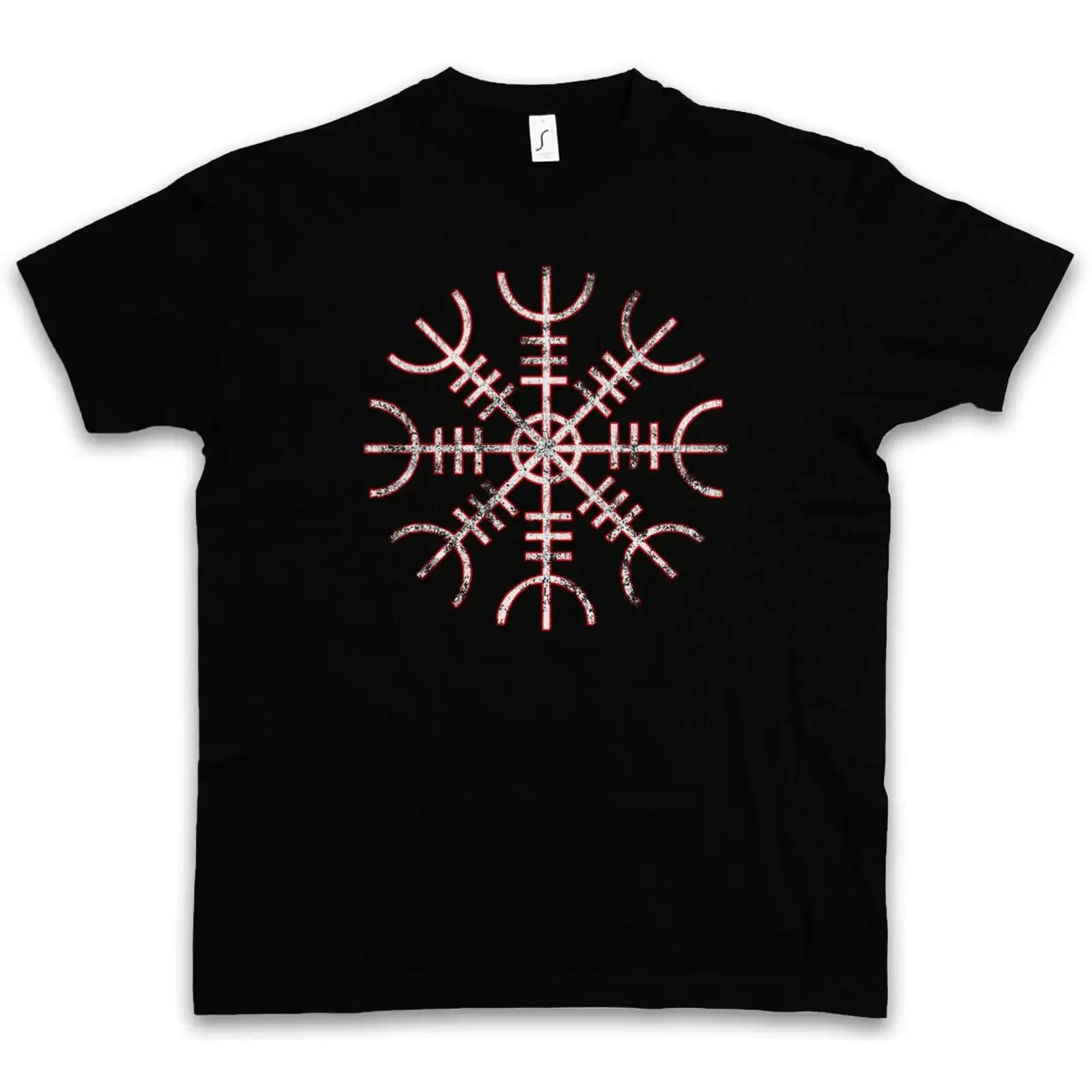 T-shirt HELM OF AWE Fafnir Aegishjálmur der Ehrfurcht isländische Sonne vintage, délavé, confortable, légèrement graphique, doux