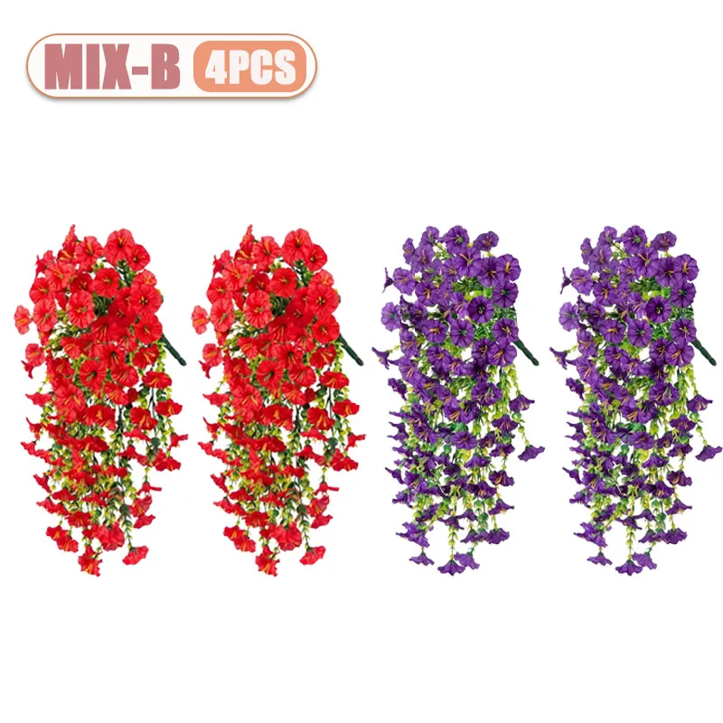 2-8PCS Indoor Outdoor Kunstmatige Morning Glory Muuropknoping Faux Bloemen Home Decor Tuin Bloemstuk Decoraties