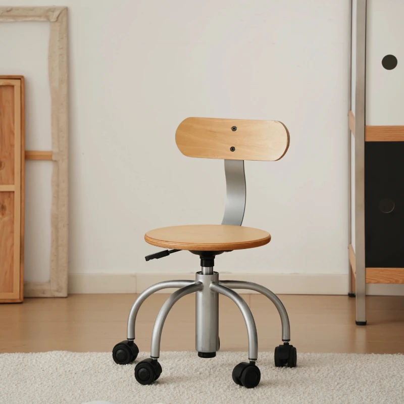 Solid Wood Kids Step Stool Portable Mute Rolling Bench with Casters Entrance Shoe Changing Seat Bedroom Living Room Home Decor