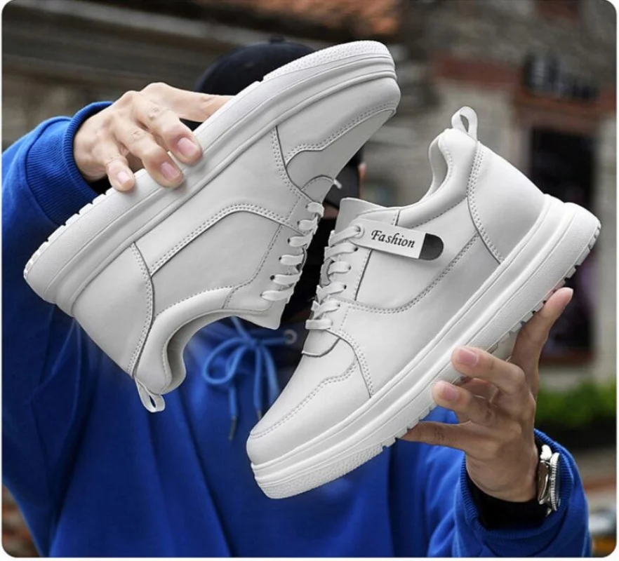 

Men's Big Size Elevator Sneakers Heightening Shoes with 4-8CM Insole Genuine Leather Sport Shoes for Height Increase
