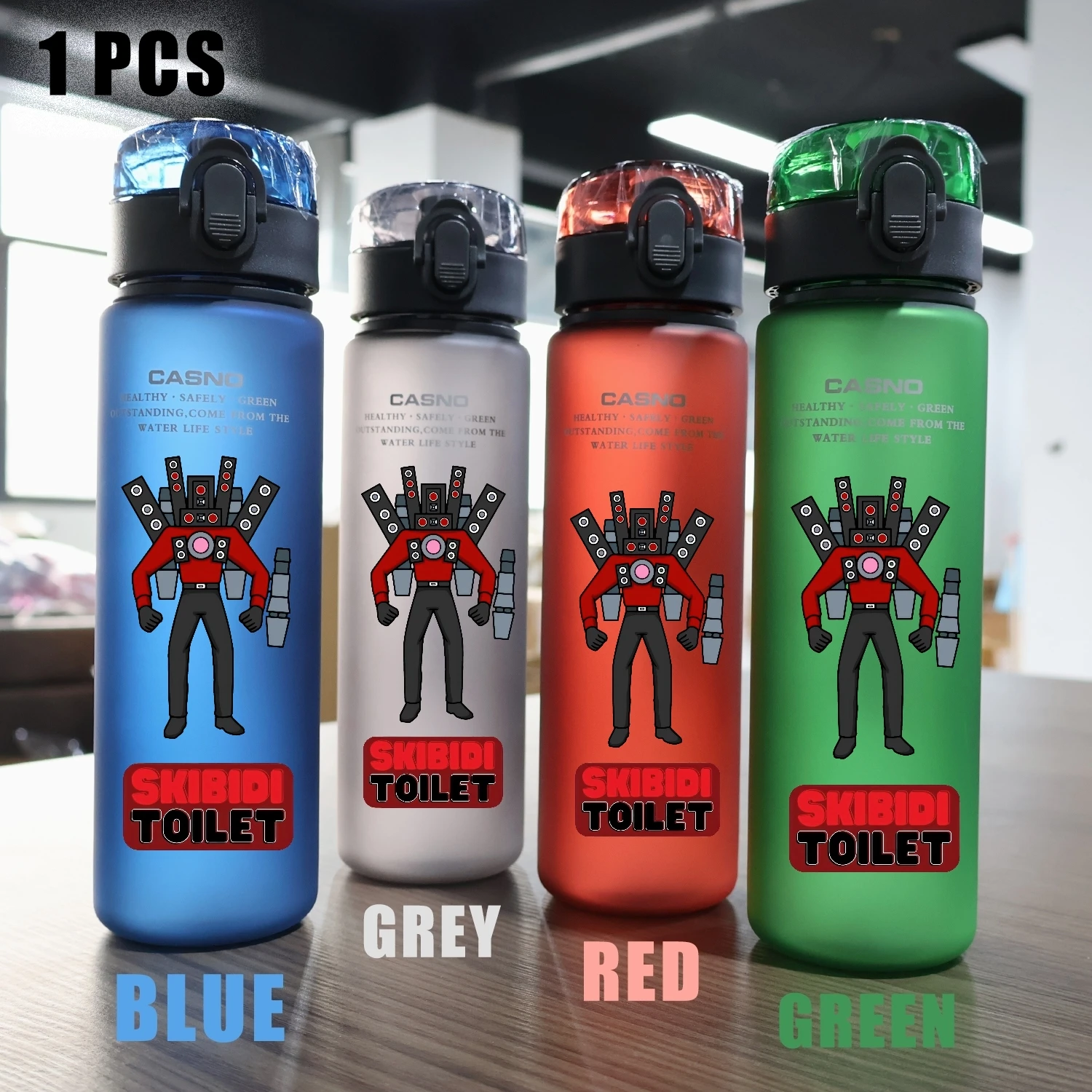 560ml Skibidi Toilet Cartoon Water Cup Anime Clear Cup Kids Draagbare Outdoor Sport Waterflessen Verjaardagscadeautjes voor kinderen