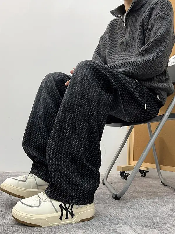 

Мужские джинсы с эластичной резинкой на талии и галактическим узором, прямые брюки, повседневные длинные брюки в американском стиле High Street, молодежные модные джинсы