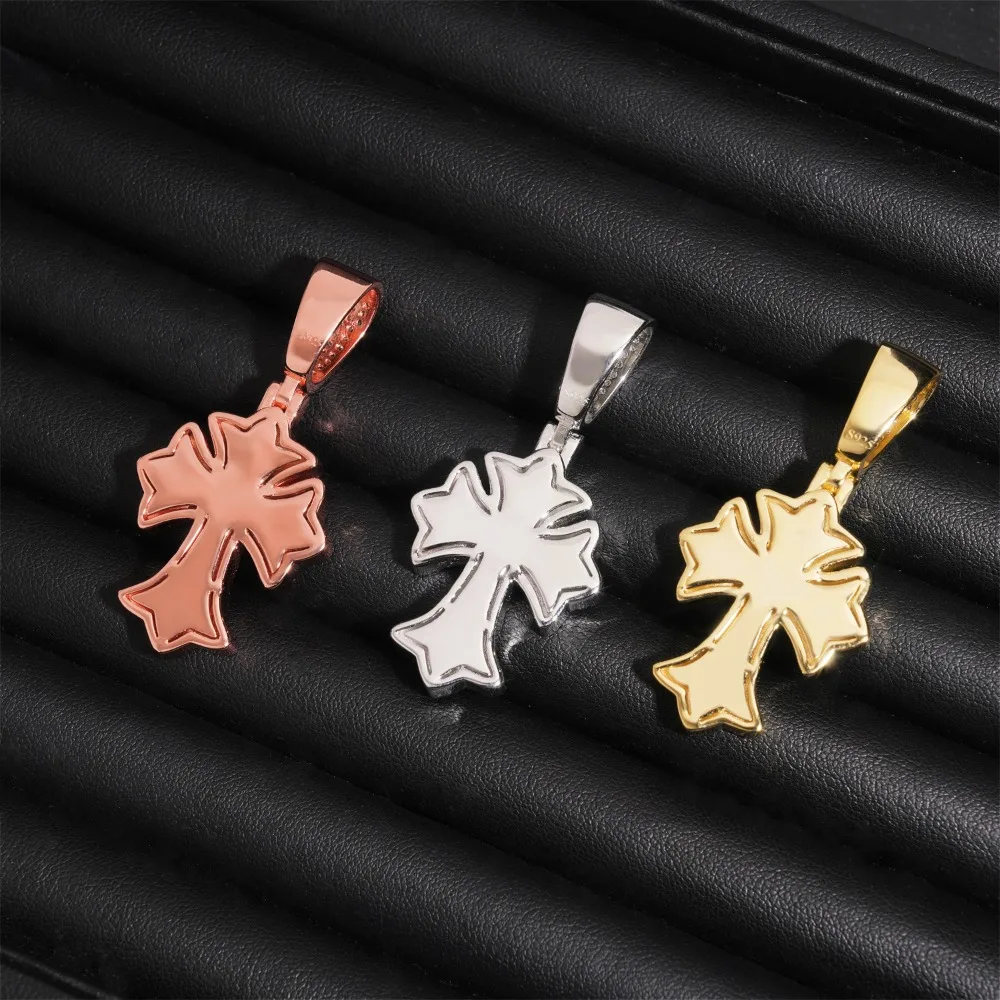 Iced Out Moissanite Gothic Cross Pendant 925 Sterling Silver Rock Men Jewelry Diamond Religious Tennis Necklace Pass 10mm Gift
