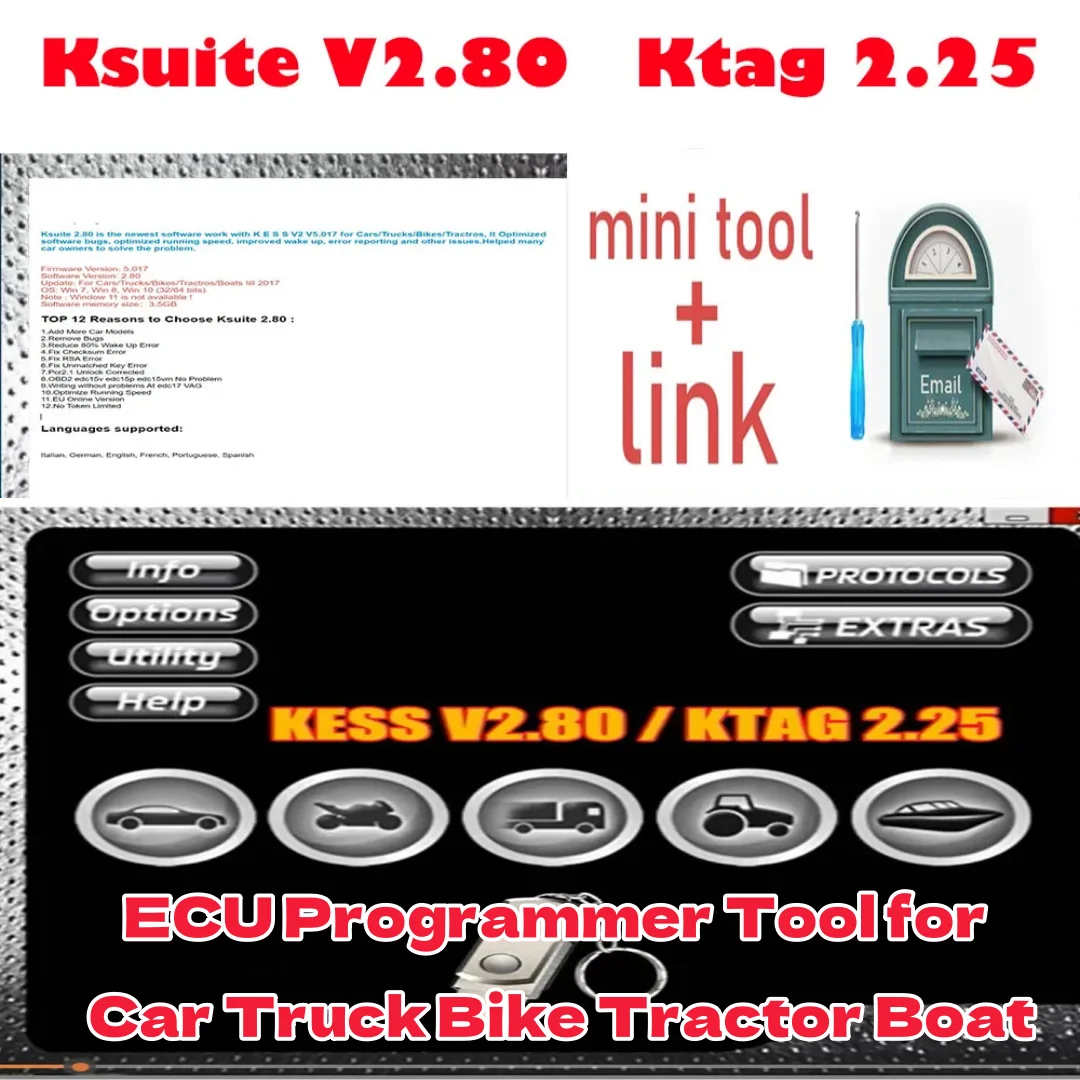 

Ksuite 2.80 ECU Programming Software car product Multi-Vehicle Support KESS V2 V5.017 RSA autoFix RSA Error diagnostic tools