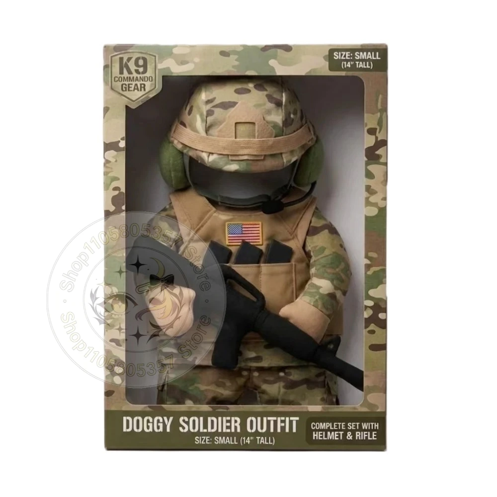 Halloween Pet Soldier Costume for Cats & Dogs Funny Tactical Dog Harness with Hat Outfit Halloween Carnival Parties Photos - view 4