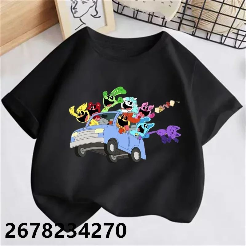 2-12Y 2024 Summer Smiling Critters Costume Kids Short Sleeve Tops Teenagers Boys Casual T-shirt Sets Baby Girls Cat Nap T Shirt