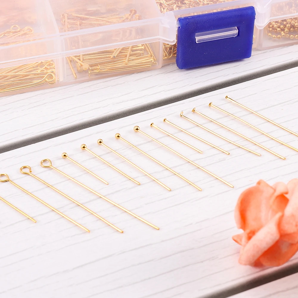 50/100Pcs Gold Color Stainless Steel Heads Eye Flat Head Pin Ball Head Pins for DIY  Earrings Jewelry Making Accessories