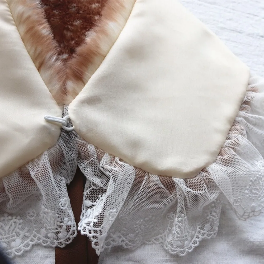 Bonito manter quente colarinho velo inverno luvas aconchegantes aquecedores de orelha trajes para apresentações de natal