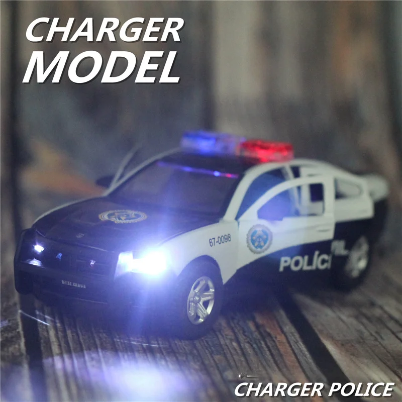 Dodge Charger Police Car Alloy Model 6-door Simulation Car Model Toy Sound and Light Model Simulation Equal-scale Car Ornaments