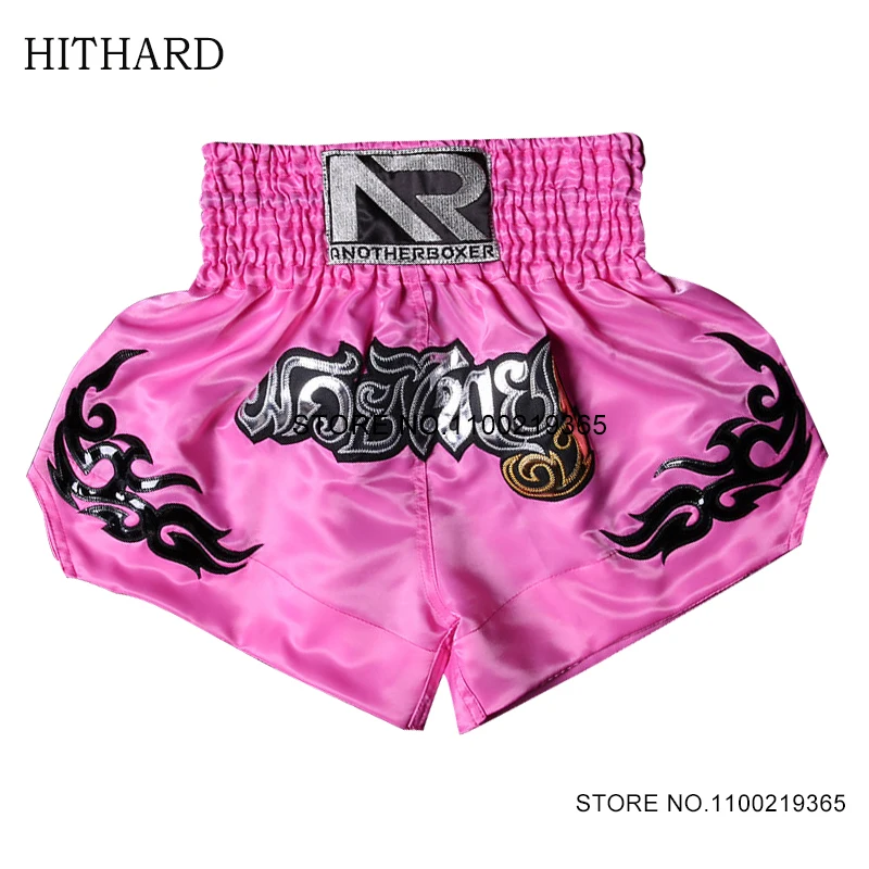 Short Muay Thai en satin noir pour homme et femme, polyester, kick boxing, gym, arts martiaux, MMA, entraînement, compétition