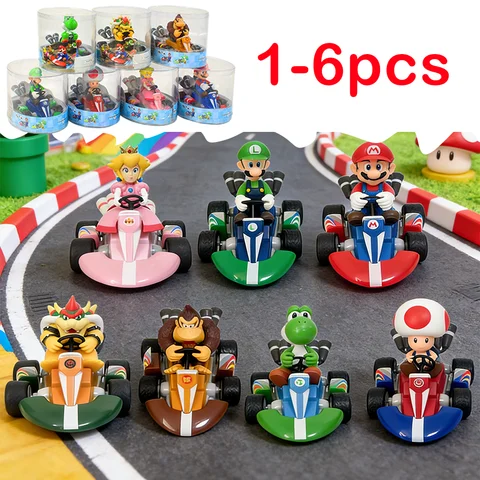 Mario Kart Figure Mario Power Car Cartoon Action Figure Cute PVC Model Desktop Ornaments decoration Toys Holiday Gifts