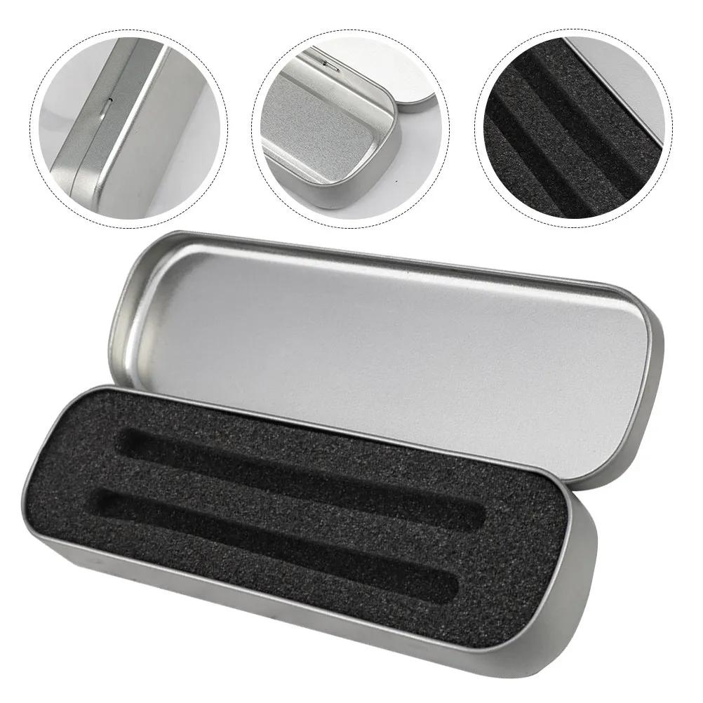 3Pcs Metal Pencil Case Heavy Duty Rectangular Single Layer Portable Pen Storage Box for Students Teachers Office School