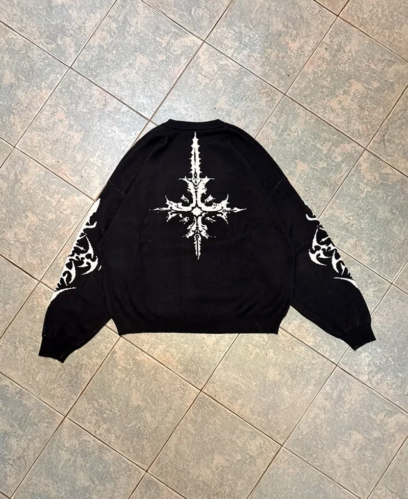 الظلام القوطية الرجعية Harajuku شارع العليا الخريف والشتاء معطف شتاء الرجال Y2K موضة عادية الهيب هوب روك شريط فضفاض المرأة