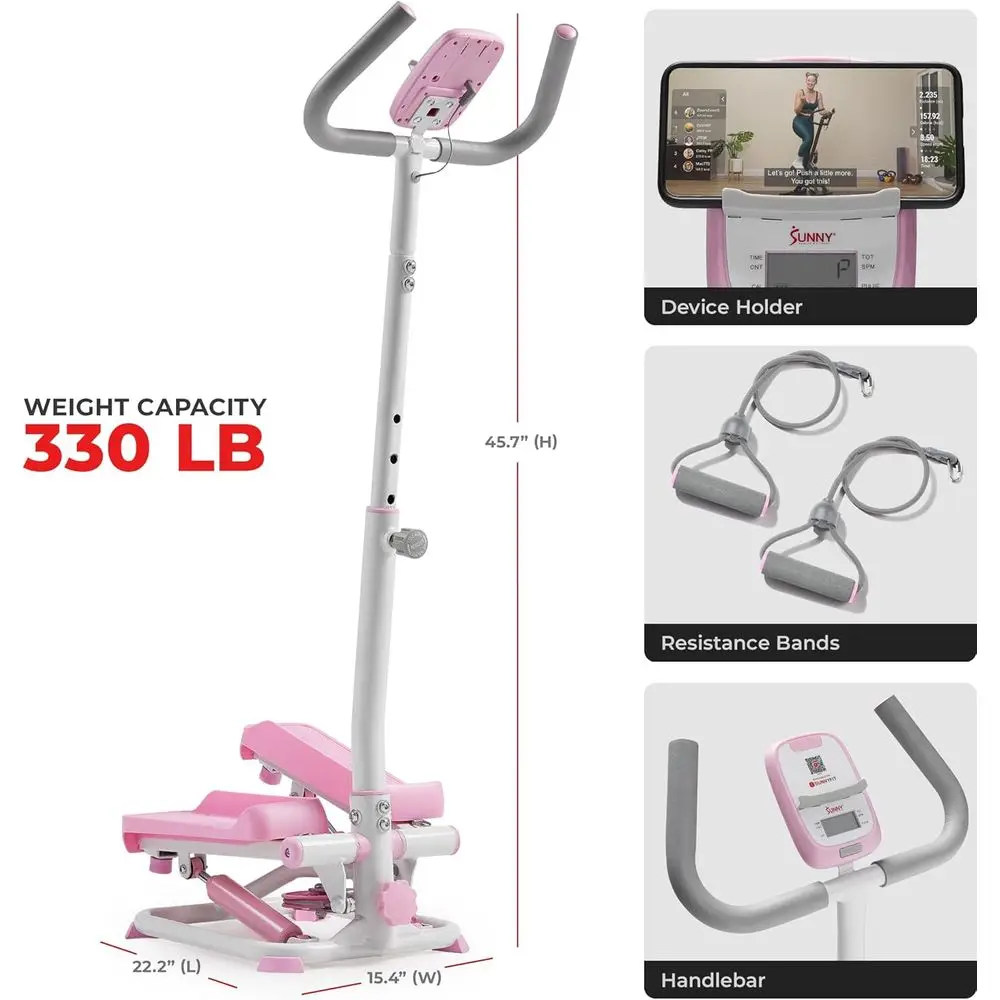 ستيبر ذكي 2 في 1 من هوم توتال بودي مع مقبض وأشرطة مقاومة وشاشات LCD ودواسات مضادة للانزلاق - بحد أقصى 330 رطل #6