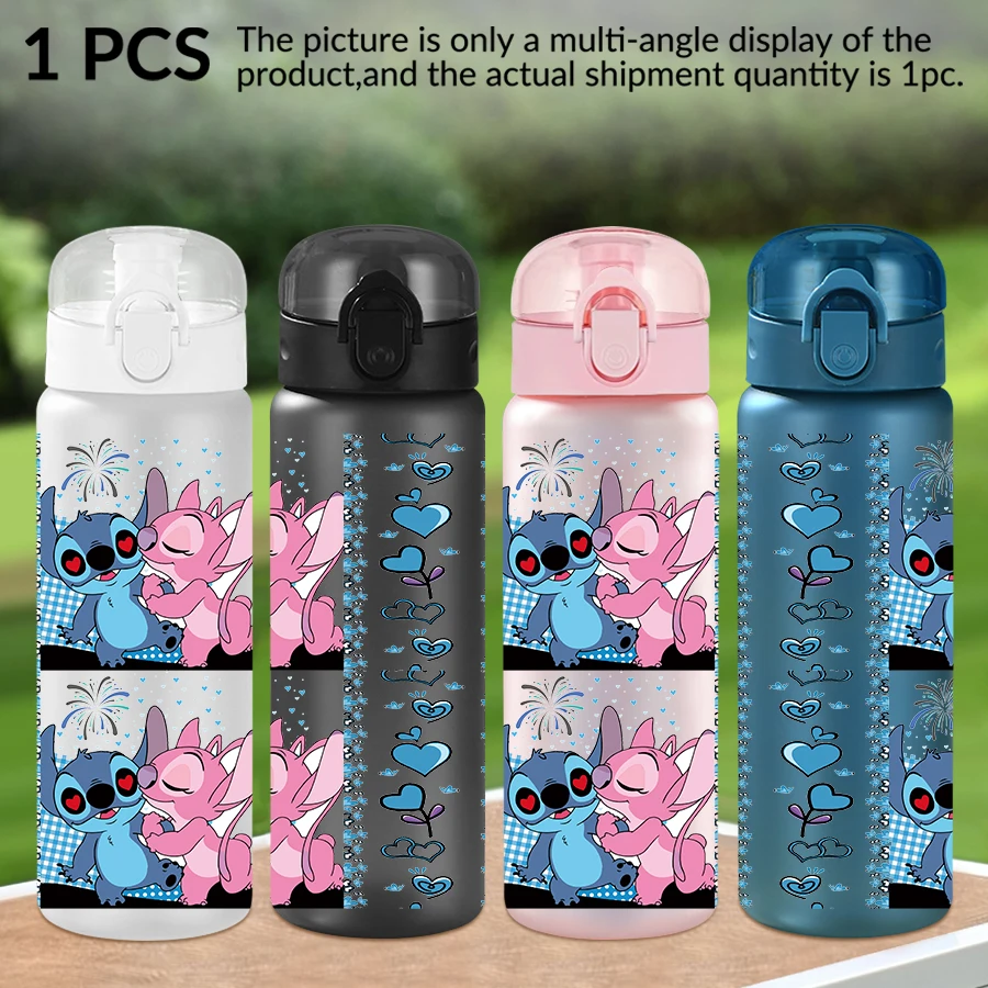 

1 шт., пластиковая бутылка для воды Disney Stitch Angel с узором 26 унций, спортивная чашка для воды на открытом воздухе, подарок на день рождения/сзад в школу