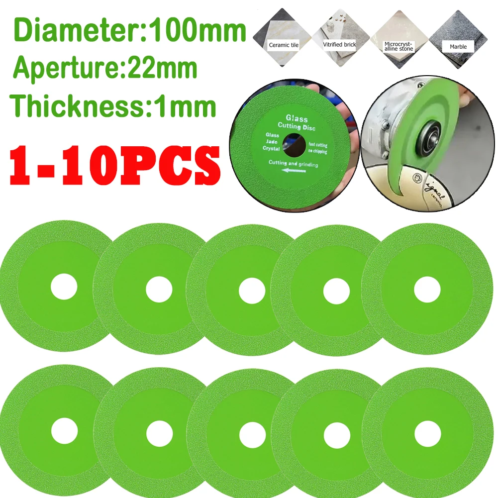 10-1pcs 22mm Glass Cutting Disc 100mm Diamond Marble Saw Blade Jade Crystal Wine Bottles Grinding Cutting Grinding Disc Tool