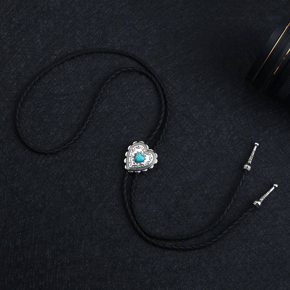 فاسق الدنيم قابل للتعديل بولو التعادل المعلقات قلادة عصرية وشخصية الحب الأزرق الفيروز الجلود حبل سترة سلسلة #5