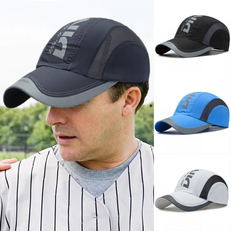 Summer Quick Drying Thin Breathable Mesh Sports Hat Men and Women Sun UV Protection Letter Printed Baseball Outdoor Hiking Cap