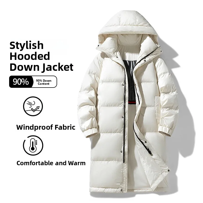 

Теплая мужская пуховая куртка для активного отдыха, для катания на лыжах и альпинизма, средней длины, с наполнителем из белого утиного пуха, утолщенная, в корейском стиле, повседневная одежда