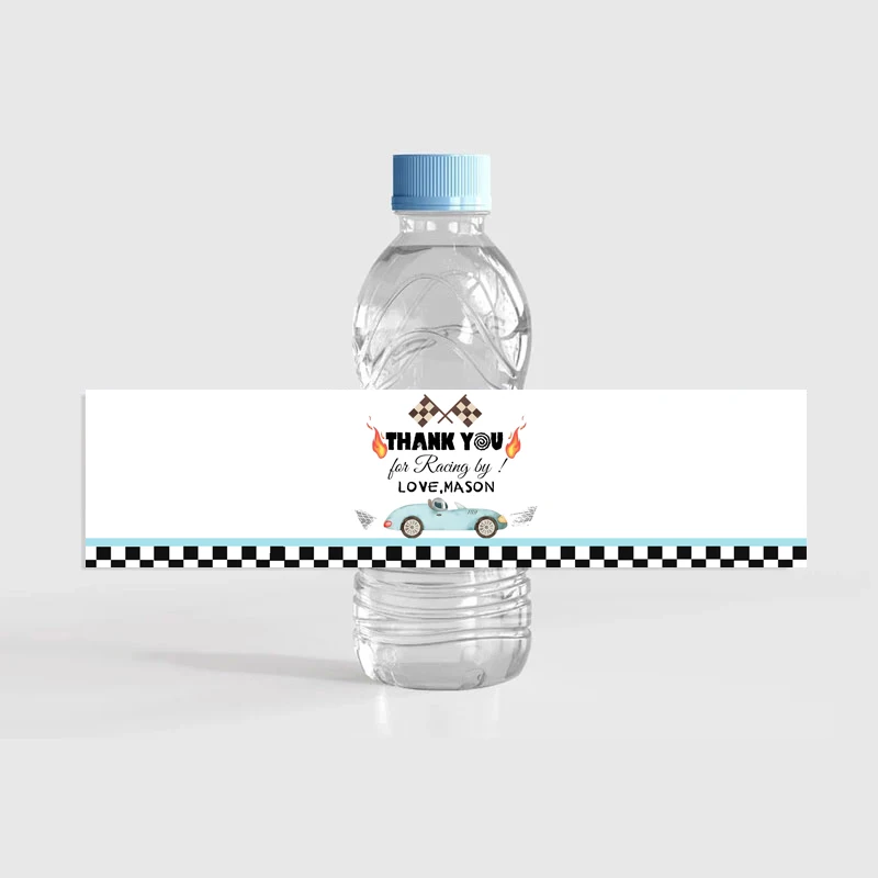 Race Car Birthday Party Decor Bottle Wraps Custom Name Racing Water Bottle Label Personalized Stickers Baby Shower Baptism Party