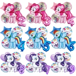 Ensemble de ballons en aluminium littleed Ponyed, décoration de fête, dessin animé, cheval, fournitures de fête d'anniversaire, jouets pour enfants, baby shower, 6 pièces