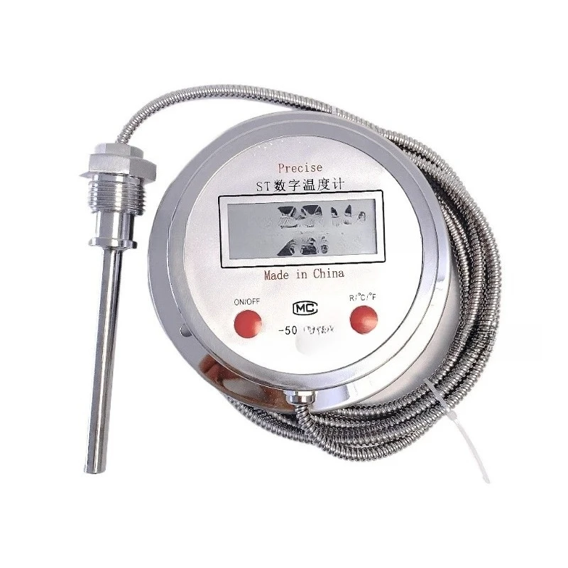 Stainless Steel Temperature Gauge with 2m Cables Bimetal Temperature Thermometer C/F Display -50~200 Degree