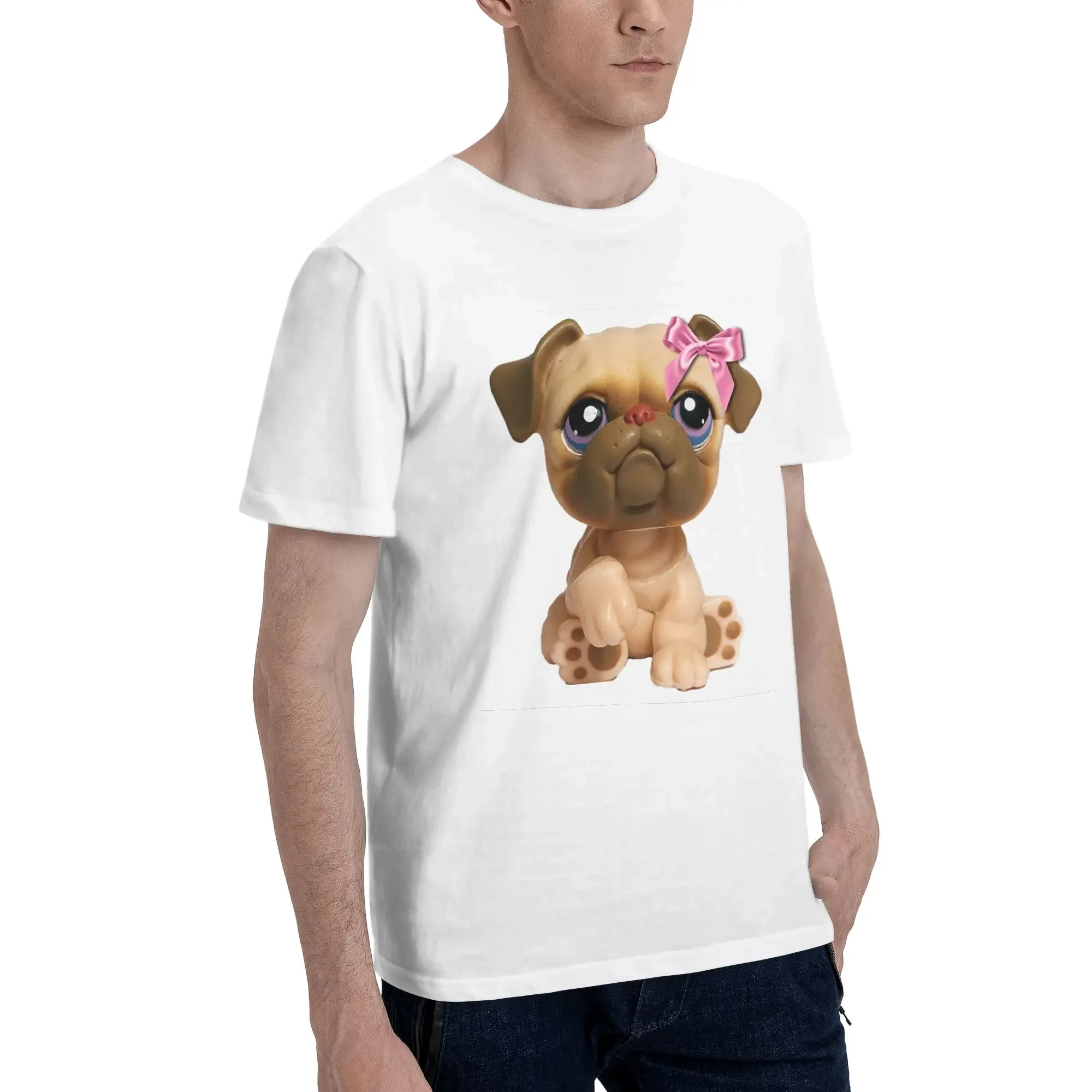 Coquette Littlest Pet Shop LPS Bulldog 451 Men T-Shirt Oversized T Shirts Men's Crew Neck Cotton Tees Short Summer Male