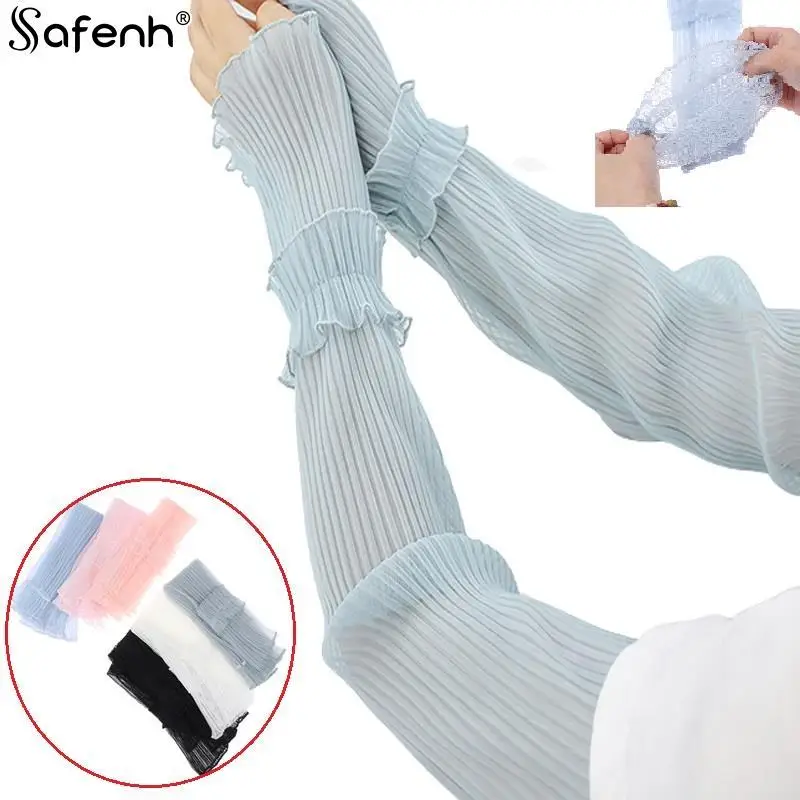 

Ice Silk Sleeve Sunscreen Cuff Arm Sleeves Uv Sun Protect Anti-Slip Summer Men Women Gloves Outdoor Riding