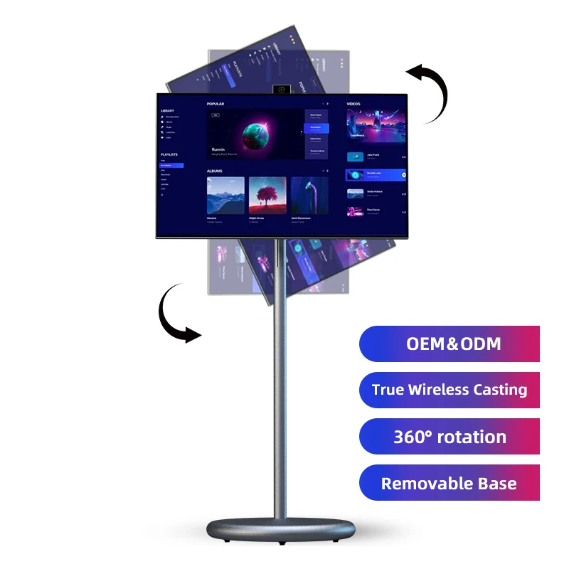 

Hot Selling 27 Inch Vertical Smart TV with Stand 1920*1080 Height Adjustable Android 15 Tablette Portable Tv for Pilates