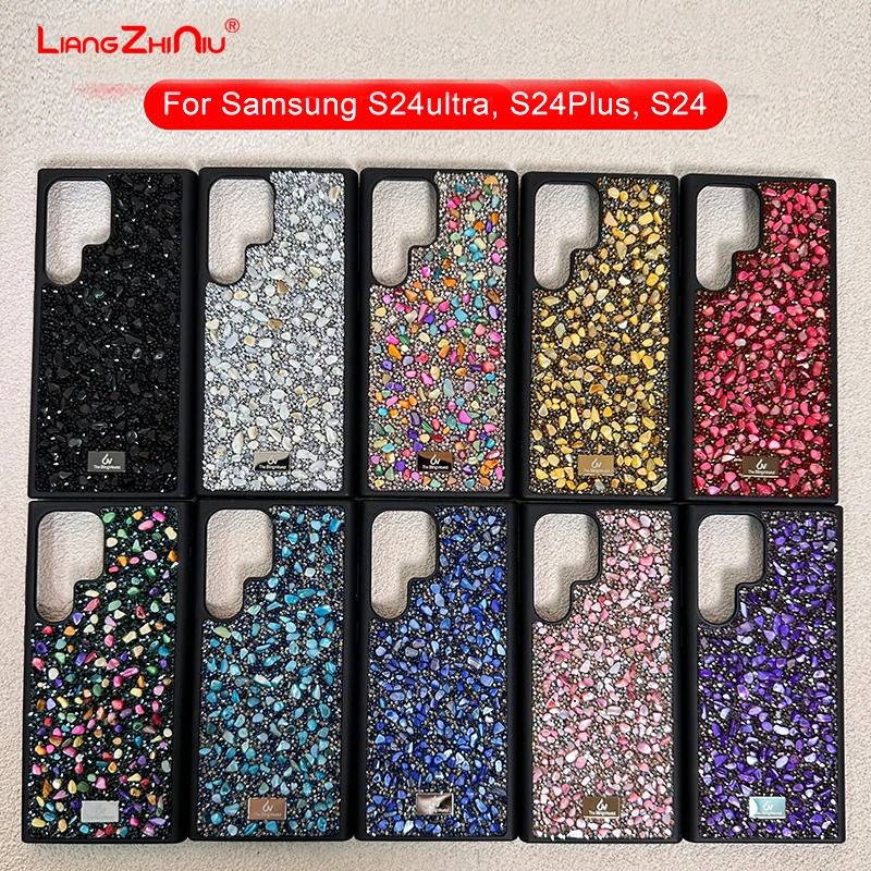 For Samsung S24ultra Full Diamond Phone Case Full Cover Silicone Bezel Stylish Glitter Sparkling Luxury Galaxy S24 Phone Case