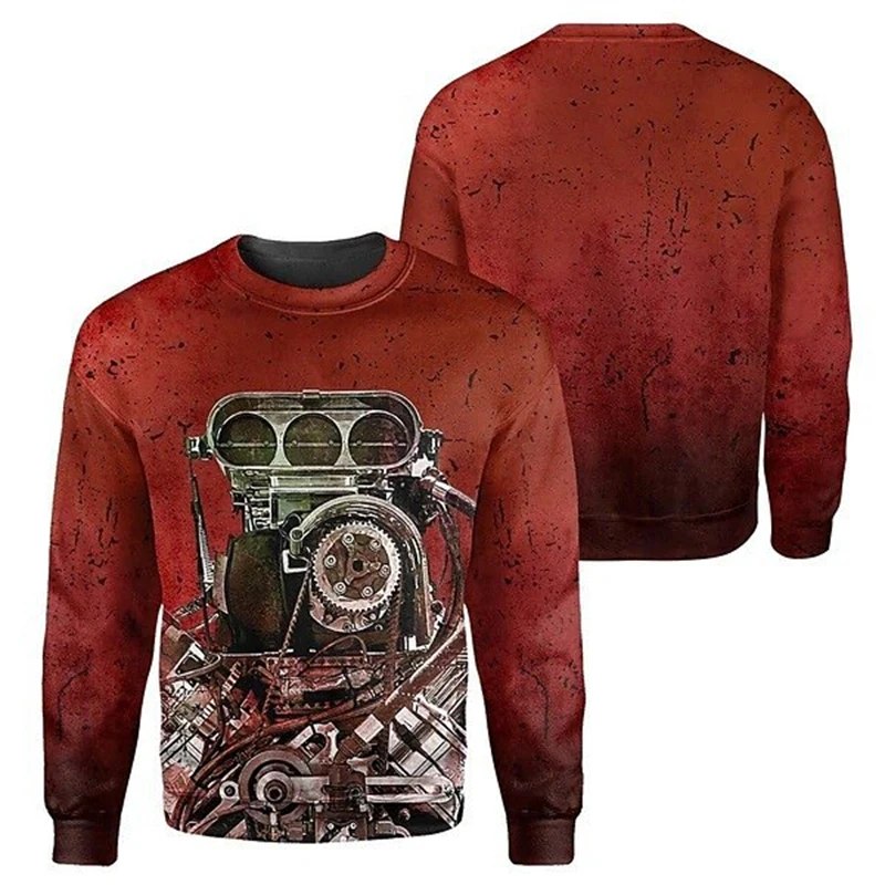 Lente Mannen Trui Mechanische 3d Bedrukte Sweatshirt Mode Vintage Harajuku Lange Mouwen Sweatshirts Top Heren Kleding