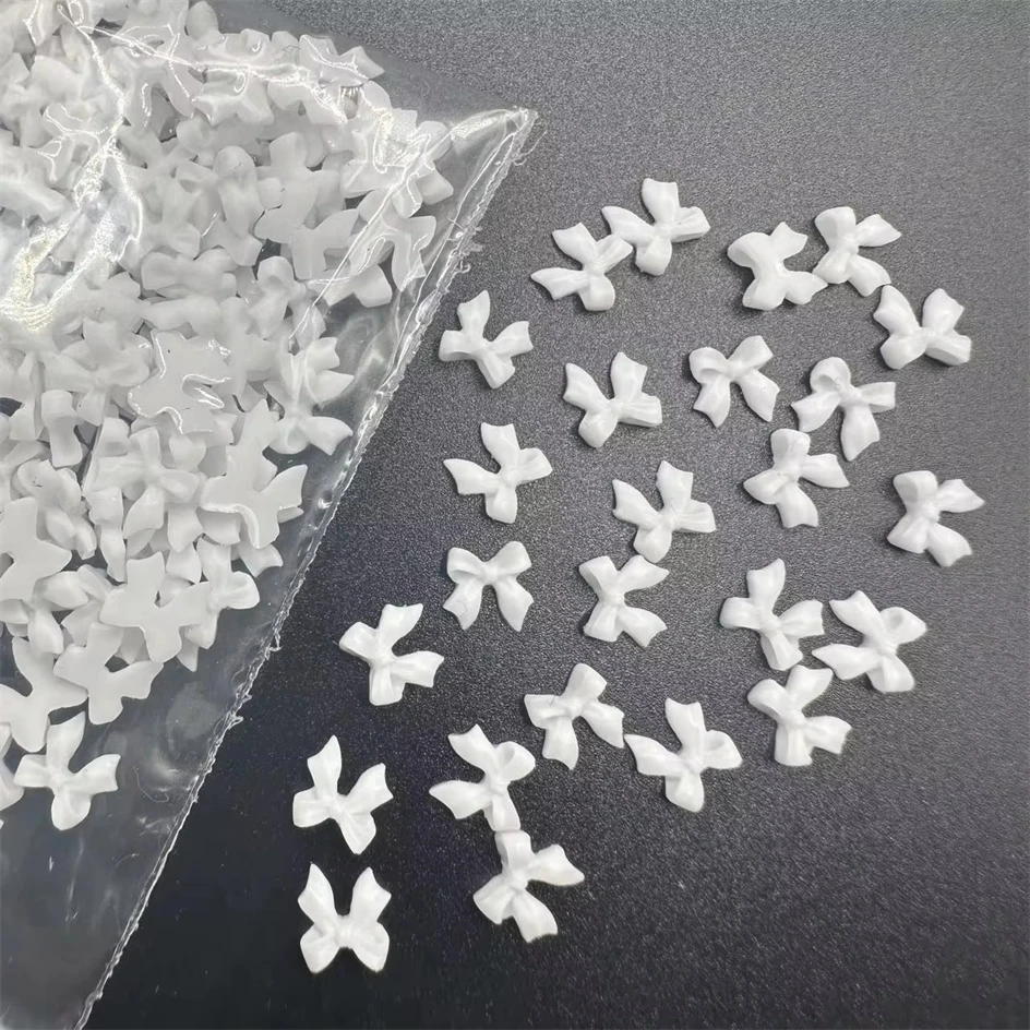 50pcs 2Sizes Bow Nail Charms Bulk Mix Colors 3D Flatback Resin Ribbon Nail Art Decorations Parts DIY Summer Nail Art Accessories