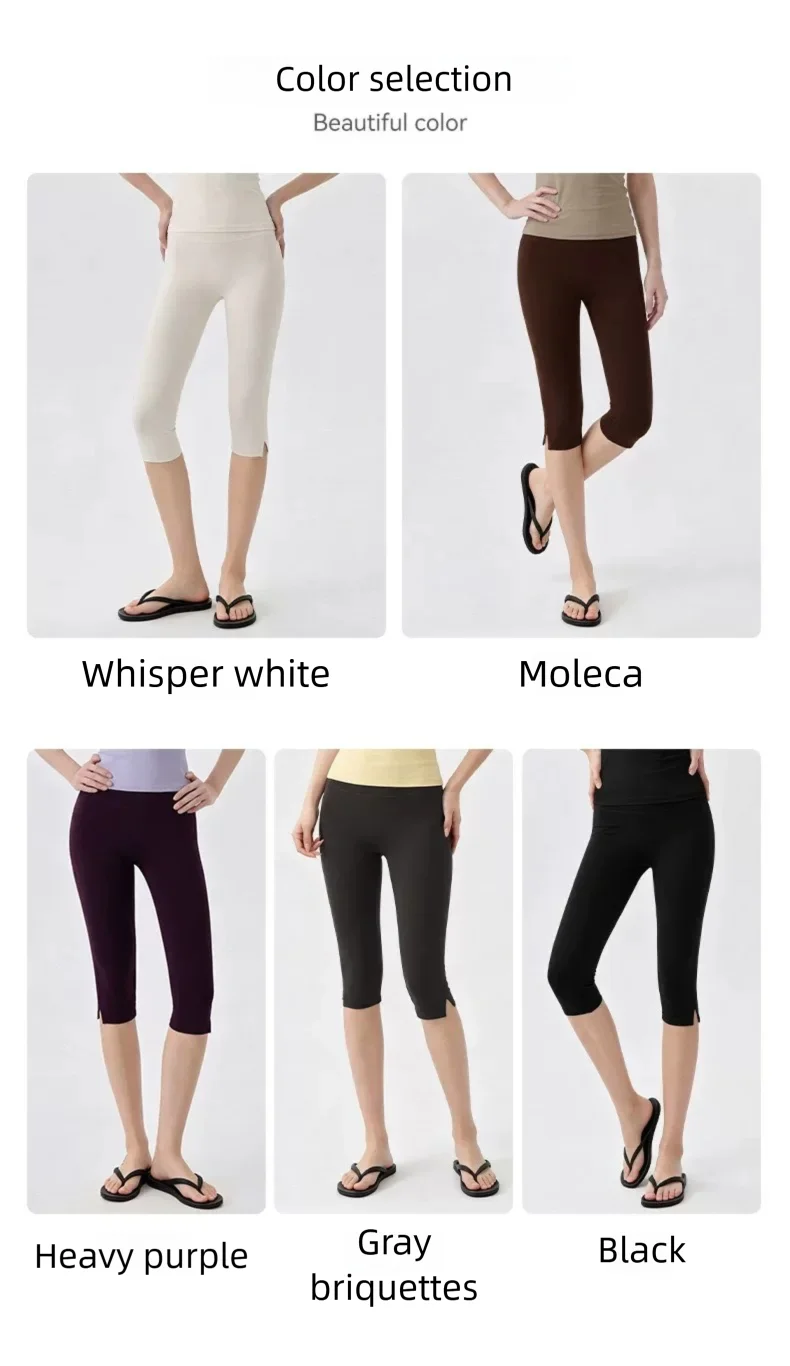 Damen Capri-Trainingsleggings mit hoher Taille, ultraweiche, atmungsaktive, elastische Fitnesshose für Yoga, Pilates, Laufen und Fitnessstudio – Detail 7